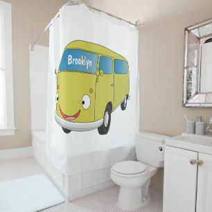 Classic lime green van cartoon shower curtain
