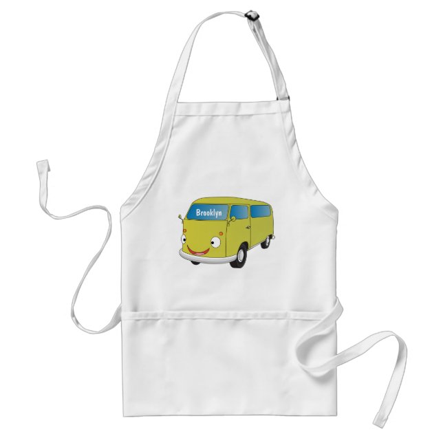 Classic lime green van cartoon standard apron (Front)