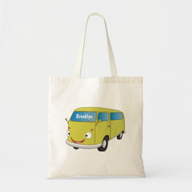 Classic lime green van cartoon tote bag (Front)