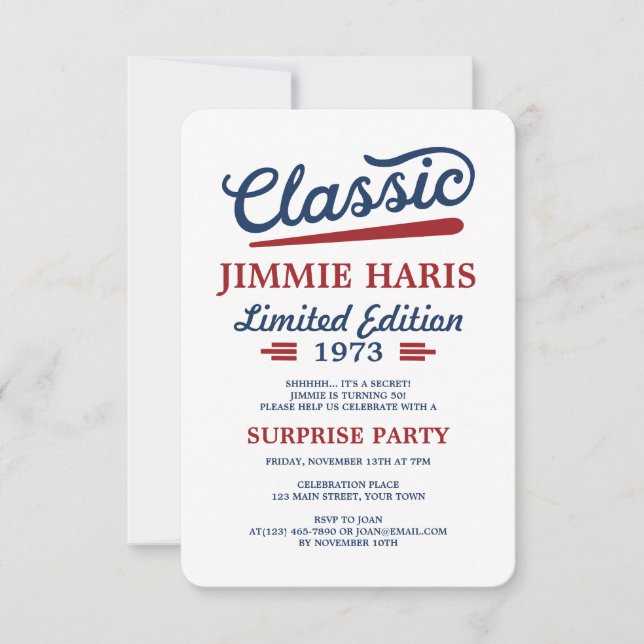 Classic Limited Edition Funny Birthday Invitation (Front)