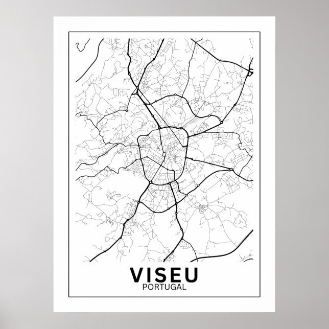 Classic Line Viseu City Map Poster (Front)