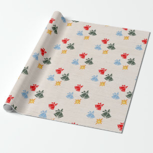Classic Linen Jingle Bell Star Christmas Wrapping Paper