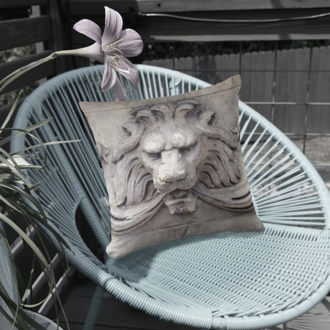Classic LionHead Architectural Relief Grey Cushion (Creator Uploaded)