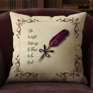 Classic Literary Burgundy Dark Academia Cushion