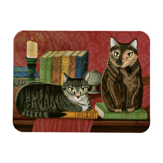 Classic Literary Cats Poe, Dickens, Stoker, Magnet (Horizontal)
