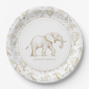 Classic Little Wild One Baby Shower Toile Paper Plate