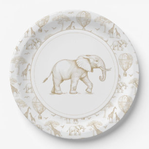 Classic Little Wild One Baby Shower Toile Paper Plate