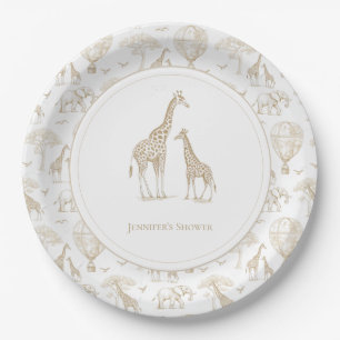 Classic Little Wild One Baby Shower Toile Paper Plate