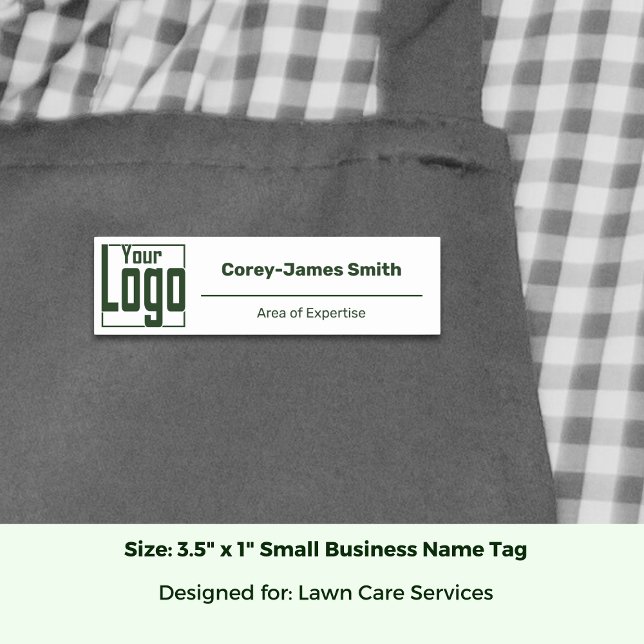 Classic Logo Expertise Classic White Green Name Tag (Classic Logo Expertise Classic White Green Name Tag; Size 3.5 x 1 Inch)