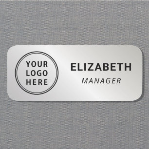 Classic Logo Silver Name Tag