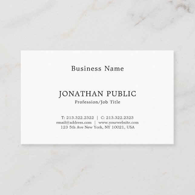Classic Look Elegant Minimalist Plain Nostalgy Business Card (Front)