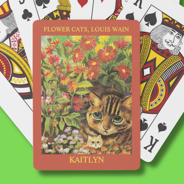 Classic Louis Wain Flower Cats Personalised Playing Cards (Creator Uploaded)