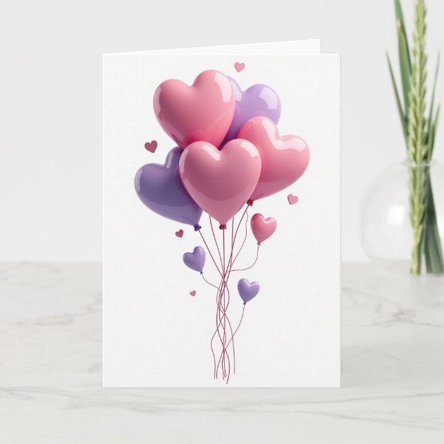Classic Love Balloons Card (Front)