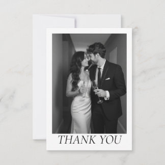 Classic Love Heart Elegant Minimal Wedding Photo Thank You Card