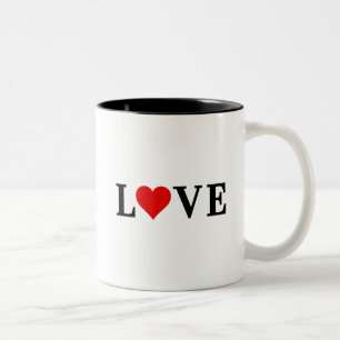 Classic LOVE Heart Elegant Minimalist Two-Tone Coffee Mug