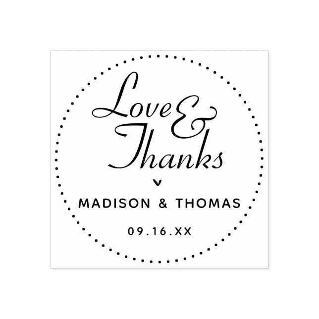 Classic Love & Thanks Wedding Favour Rubber Stamp (Imprint)