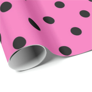 Classic, lovely,elegant pink & black polka dots wrapping paper