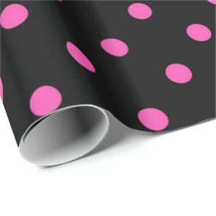Classic, lovely,elegant pink & black polka dots wrapping paper