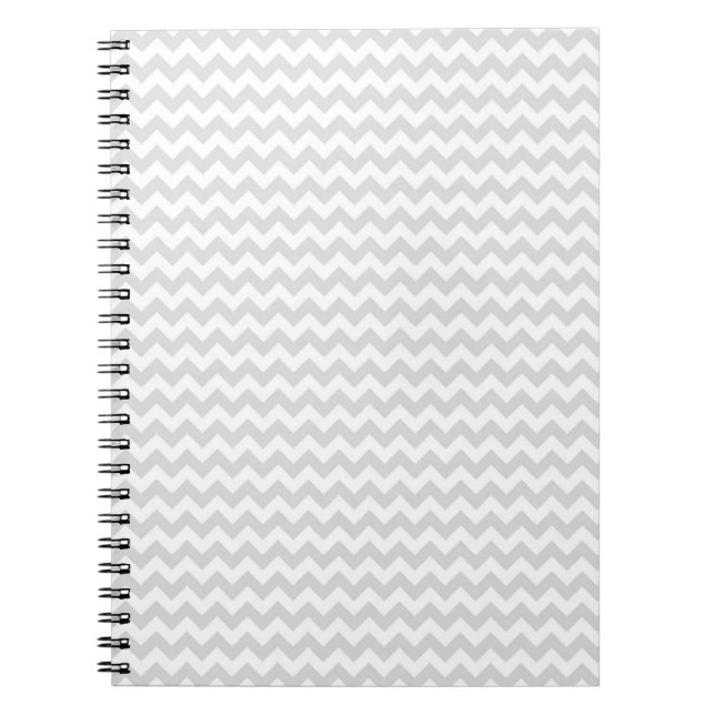 Classic Lt Grey Wht Thin#2 Chevron Zig-Zag Pattern Notebook (Front)