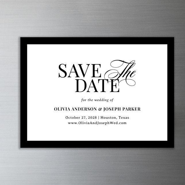 Classic Luxe | Black and White Save the Date Magnetic Invitation (Creator Uploaded)