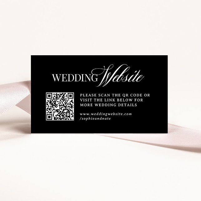 Classic Luxe Black | Wedding Website QR Code Enclosure Card (Creator Uploaded)