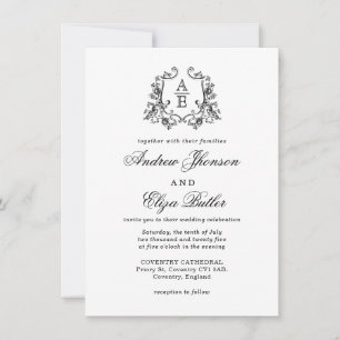 Classic Luxe Black & White Monogram Invitation