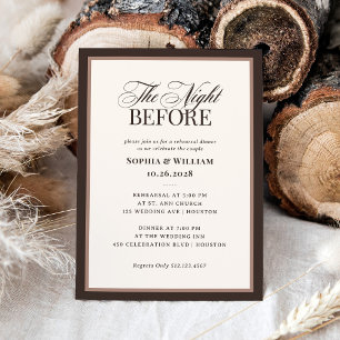 Classic Luxe Brown Neutral Rehearsal Dinner Invitation