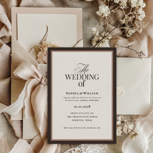 Classic Luxe   Brown Neutral Wedding Invitation
