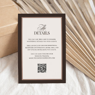 Classic Luxe Brown QR Code Wedding Guest Details Enclosure Card