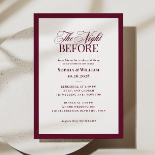 Classic Luxe Burgundy Elegant Rehearsal Dinner Invitation