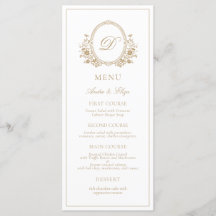 Classic Luxe Crest Monogram Wedding Menu