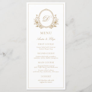Classic Luxe Crest Monogram Wedding Menu