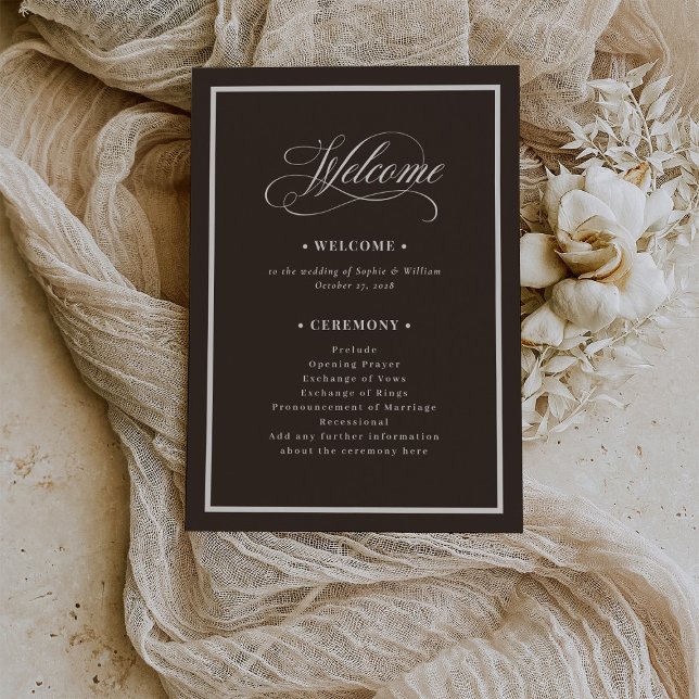 Classic Luxe | Dark Espresso Brown Wedding Program (Creator Uploaded)