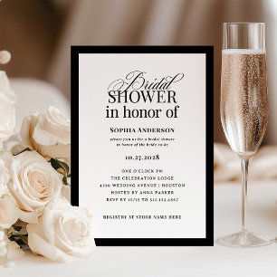 Classic Luxe Elegant Black and White Bridal Shower Invitation