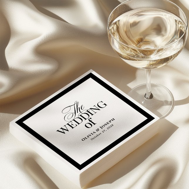 Classic Luxe | Elegant Black and White Wedding Napkin (Creator Uploaded)