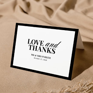 Classic Luxe   Elegant Black and White Wedding Thank You Card