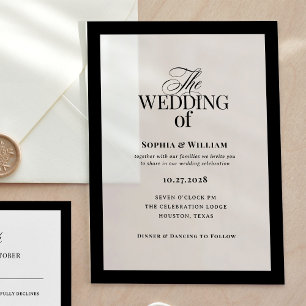 Classic Luxe   Elegant Black Frame Wedding Acrylic Invitations