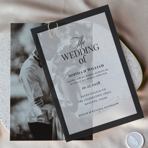 Classic Luxe   Elegant Black Frame Wedding Vellum Invitations