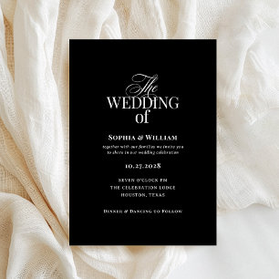 Classic Luxe Elegant Black Wedding Invitation