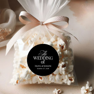 Classic Luxe   Elegant Black Wedding Round Sticker