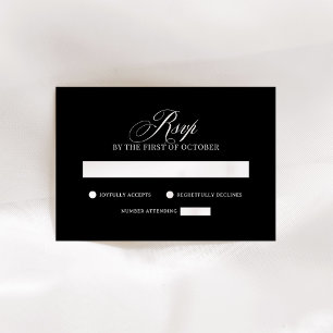 Classic Luxe   Elegant Black Wedding RSVP Card