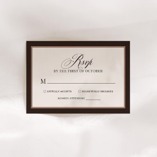 Classic Luxe Elegant Brown Neutral Wedding RSVP Card