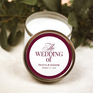 Classic Luxe Elegant Burgundy and White Wedding Round Sticker