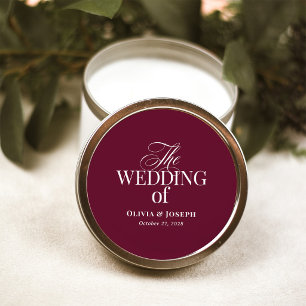 Classic Luxe Elegant Burgundy Wedding Round Sticker