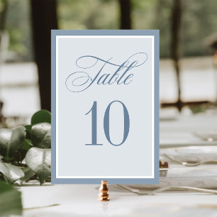 Classic Luxe   Elegant Dusty Blue Wedding Table Number