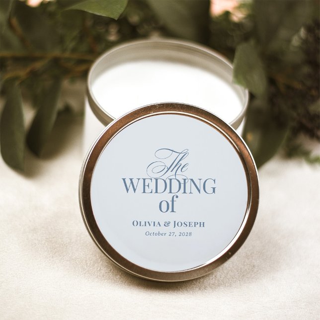 Classic Luxe | Elegant Light Dusty Blue Wedding Round Sticker (Creator Uploaded)