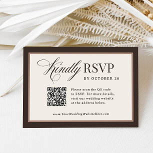 Classic Luxe   Elegant Neutral QR Code Wedding RSVP Card