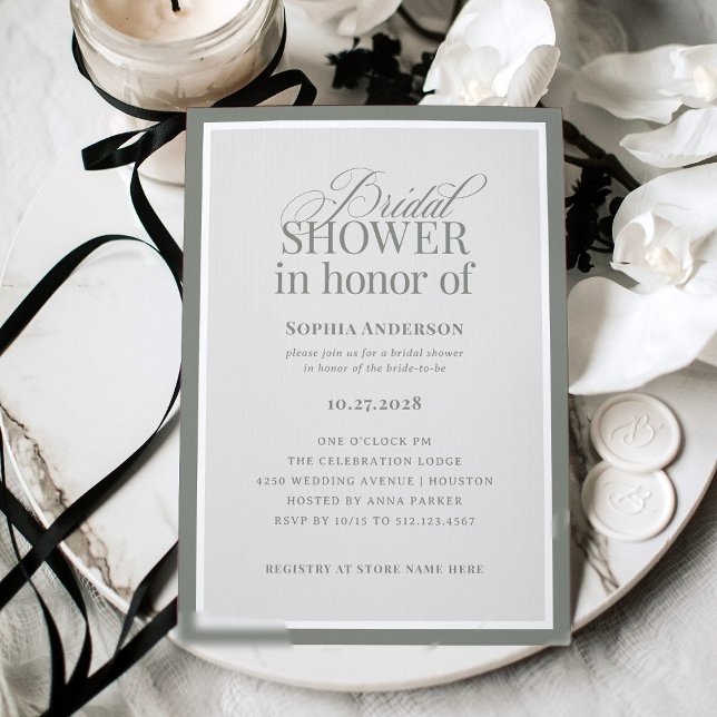 Classic Luxe | Elegant Sage Green Bridal Shower Invitation (Creator Uploaded)