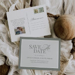 Classic Luxe | Elegant Sage Green Save the Date Announcement Postcard<br><div class="desc">These elegant, old money style wedding save the date postcards feature a sage green border. There is a mix of classic text and modern calligraphy for a classy and minimalist design perfect for your timeless, formal wedding. There is room to provide the link to your wedding website, and the back...</div>
