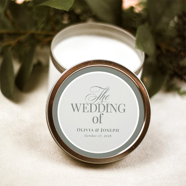 Classic Luxe | Elegant Sage Green Wedding Round Sticker (Creator Uploaded)